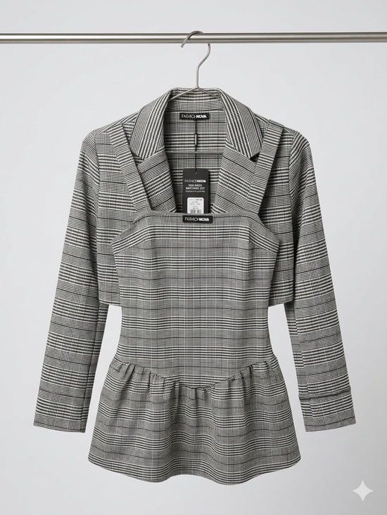 Fashion Nova Jackets & Blazers - Fashion Nova Corporate Millennial Plaid Mini Dress Set